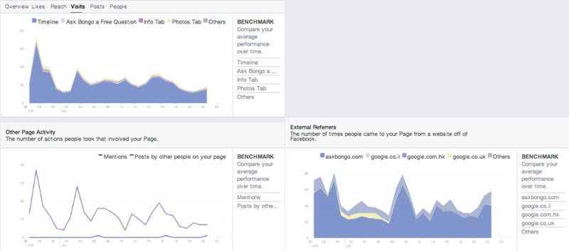 FB Insights - Visits - Facebook Insights analytics tools