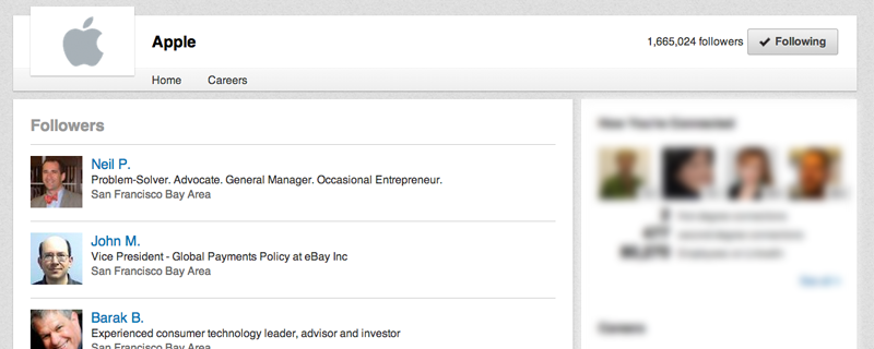 Followers on Apple’s LinkedIn page