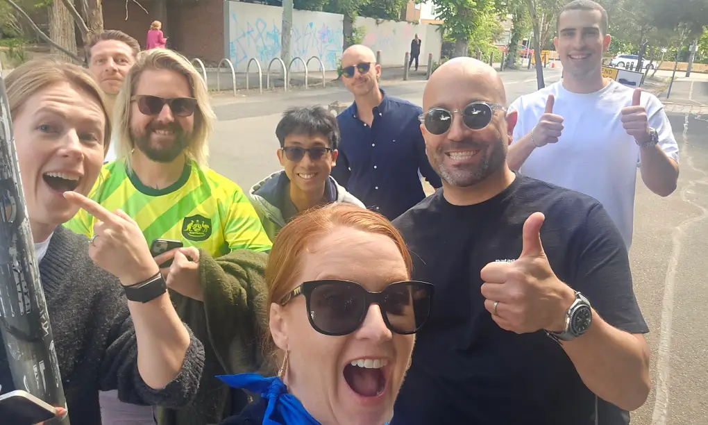 A group of Gardeners on a walk near the Melbourne office